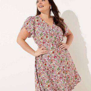 LOFT Plus Jungle Ruffle Dress SZ18